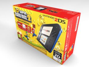 Caja consola Nintendo 2DS Super Mario Bros Negra y Azul, caja 2DS Super Mario Bros Negra y Azul