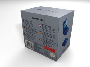 Caja consola Nintendo Game Boy Advance SP azul, caja Game Boy Advance SP azul