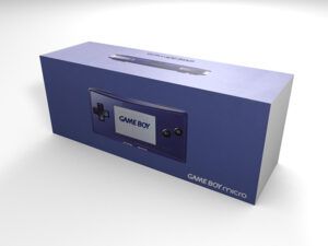 Caja consola Nintendo Game Boy Micro azul, caja Game Boy Micro azul