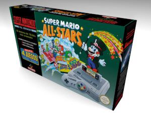 Caja consola Nintendo SNES Super Mario All Stars, caja SNES Super Mario All Stars