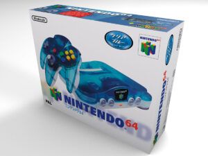 Caja consola Nintendo 64 Clear Blue, caja N64 Clear Blue
