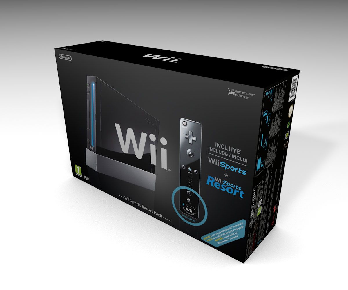 Caja consola Nintendo Wii Negra, caja vacía Wii Negra