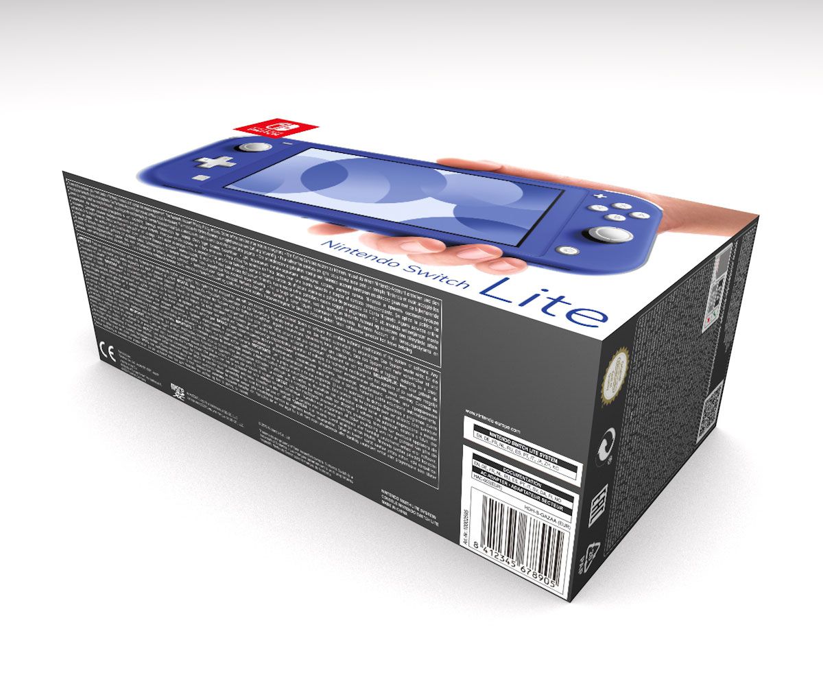 Caja consola Switch Lite Azul, caja Switch Lite Azul