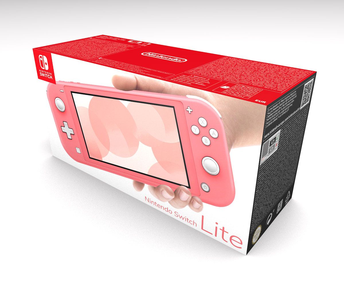 Caja consola Switch Lite Coral, caja Switch Lite Coral