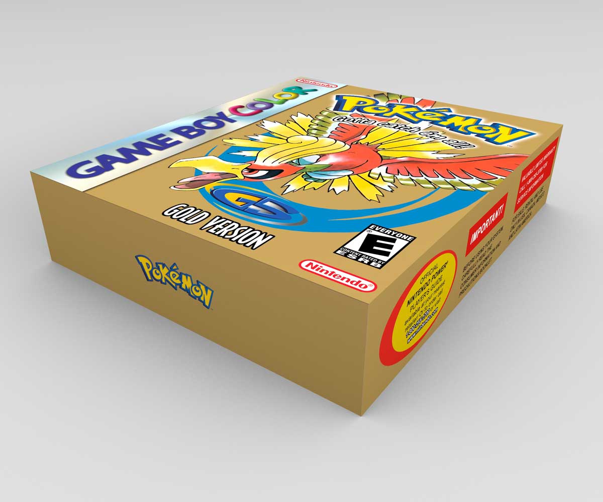 Caja consola Game Boy Color Pokemon Oro NTSC, caja vacía Game Boy Color Pokemon Oro NTSC
