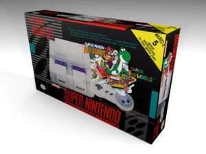 Caja consola Nintendo SNES NTSC Mario Set, caja vacía SNES Mario Set NTSC