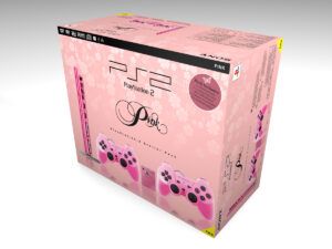 Caja consola PlayStation 2 Slim Pink EUR, caja vacia PS2 Slim Pink EUR