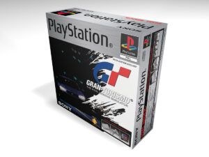 Caja consola PS1 Gran Turismo, caja PS1 Gran Turismo