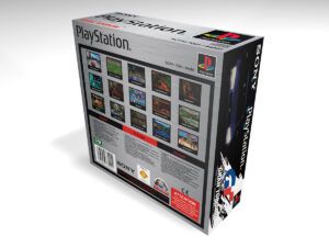Caja consola PS1 Gran Turismo, caja PS1 Gran Turismo